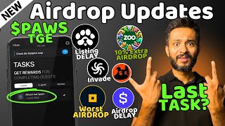 PAWS Airdrop Last Task and TGE Delay | ZOO Airdrop 10% Extra Airdrop | Time Farm TGE Delay