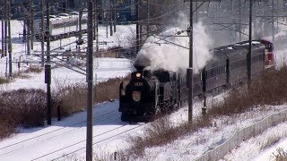 （HD）手稲の稲穂で「SLクリスマス in 小樽号」を撮った