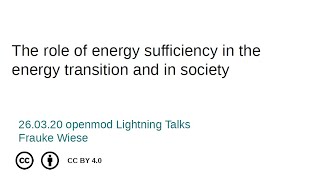 Sufficiency in Energy System Models