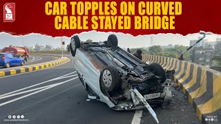 Car Topples On Curved Cable Stayed Bridge At Mormugao