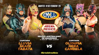 RESUMEN CMLL 18 FEBRERO 2025 || LLUVIA, SKADI Y TABATA VS OLYMPIA, HERA Y CANDELA