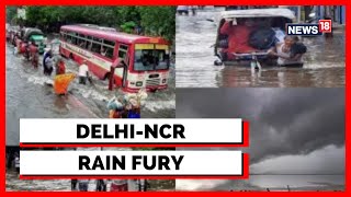 Heavy Rain In Delhi NCR Today | Heavy Rains Wreak Havoc In Greater Noida, Road Caves In | News 18