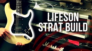 Stratocaster Guitar Build with Mojotone Alex Lifeson Lerxst Limelights Prewired Pickguard