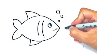 Como dibujar un Pez o Pescado Fácil