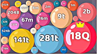 Merge Ball 2048 3D - ASMR Gameplay (Colorful Balls Numbers, Level Up Jelly Suika 2048) Math Games