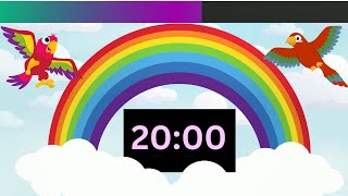 20 Minute Rainbow Timer with Music, Alarm and Progress Bar | Timer for Kids, Classroom, Homework