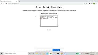 Toxic comment classification flask application