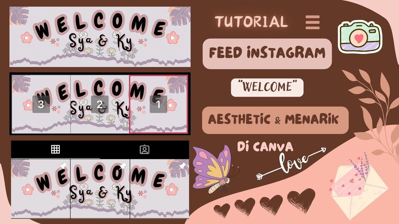 Cara Membuat Feed Ig "Welcome" Di Aplikasi Canva || Desain Aestetic ...