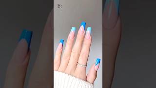 blue french tip nails #shorts #youtubeshorts #viral