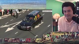 American Reacts The Queen's hearse drives to Windsor