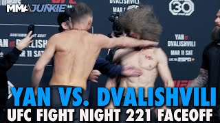 Petr Yan HITS Merab Dvalishvili During Heated Faceoff For UFC Fight Night 211 Main Event