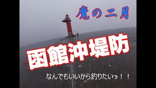 函館沖堤防で魔の二月を乗り越える