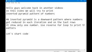 Inverted pyramid pattern of numbers in python | Python Examples