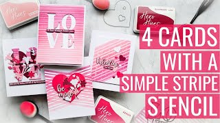 4 Cards with a Simple Stripe Stencil: It's a Tummy Bug