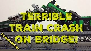 LEGO Train Crash on Bridge!