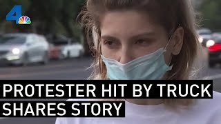 Protester Hit by Truck Shares Story | NBCLA