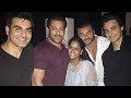 Salman Khan With Arbaaz Khan, Sohail Khan, Arpita Khan And Ayush At Arpita’s Diwali Bash!!