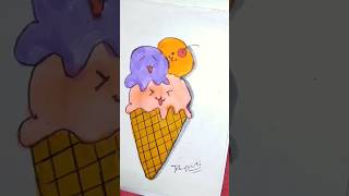 Drawing picture / Drawing a ice cream cone / cute Ice cream drawing for beginner #shorts #short #art