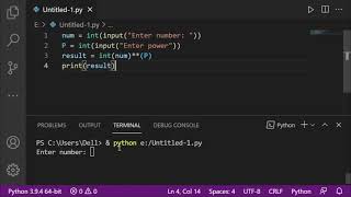 Building a basic Exponent calculator in Visual Studio Code with Python
