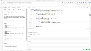 LeetCode 1624 | Largest Substring Between Two Equal Characters | HashMap | Counting Array | Java