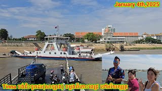 លើកទី១Tinnaជិះសាឡាងពីកោះពេជ្រទៅអរិយក្សត្រ.Tinna's First Time Riding a Ferry in Cambodia On 01.04.25