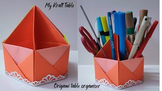 Origami Pencil Stand | Desktop Organizer with Waste Paper | Pen Holder Organizer | Paper Crafts