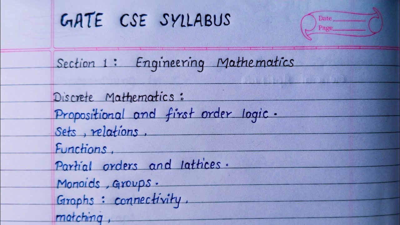 Gate Cse Maths Syllabus 2026 Ssc