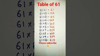 Table of 61 #mathematics #shorts #short