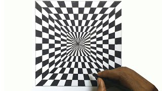 How to draw a beautiful square shape optical illusion/ Optical illusion 01
