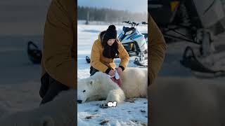 Heartwarming Rescue: Kind Woman Saves Injured Polar Bear#shorts