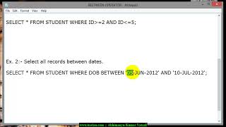 part 6 BETWEEN Operator sql=plsql(13)