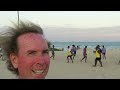 Some People Have a Drink At Happy Hour - THE Sports Travel GOAT Enjoys Beach Football at Happy Hour!