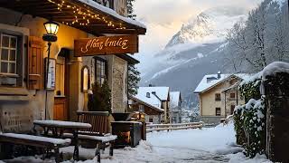 Cozy Winter Café in the Alps | Serene Piano Music for Relaxation