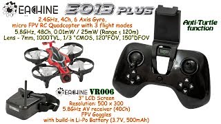 Eachine E013 Plus micro FPV RC Quadcopter with Eachine VR006 mini FPV Goggles (RTF) + FPV flights