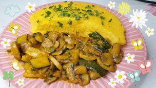 Tocăniță de Ciuperci cu Zucchini cu o Garnitura de Mămăliguță 🌷 | Rețetă Ușoară și Delicioasa 🌸