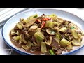 ឆាស្ពៃជ្រក់ stir fry pickled green mustard with beef khmer food flavourfully good រសជាតិឆ្ងាញ់