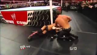 Chris Jericho Slips On Beer \u0026 Falls - WWE Raw 4-2-12 (Botch)