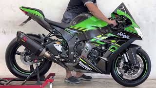 Kawasaki Ninja Zx10r 2018 Exhaust sound Akrapovic sbk carbon slip on