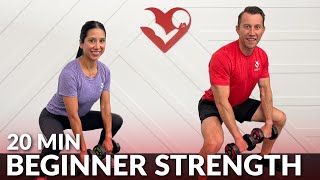 20 Min Dumbbell Full Body Workout for Beginners - Beginner Strength Training at Home with Weight