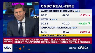 Warner Bros. Discovery tells shareholders to reject Paramount offer, recommends Netflix merger