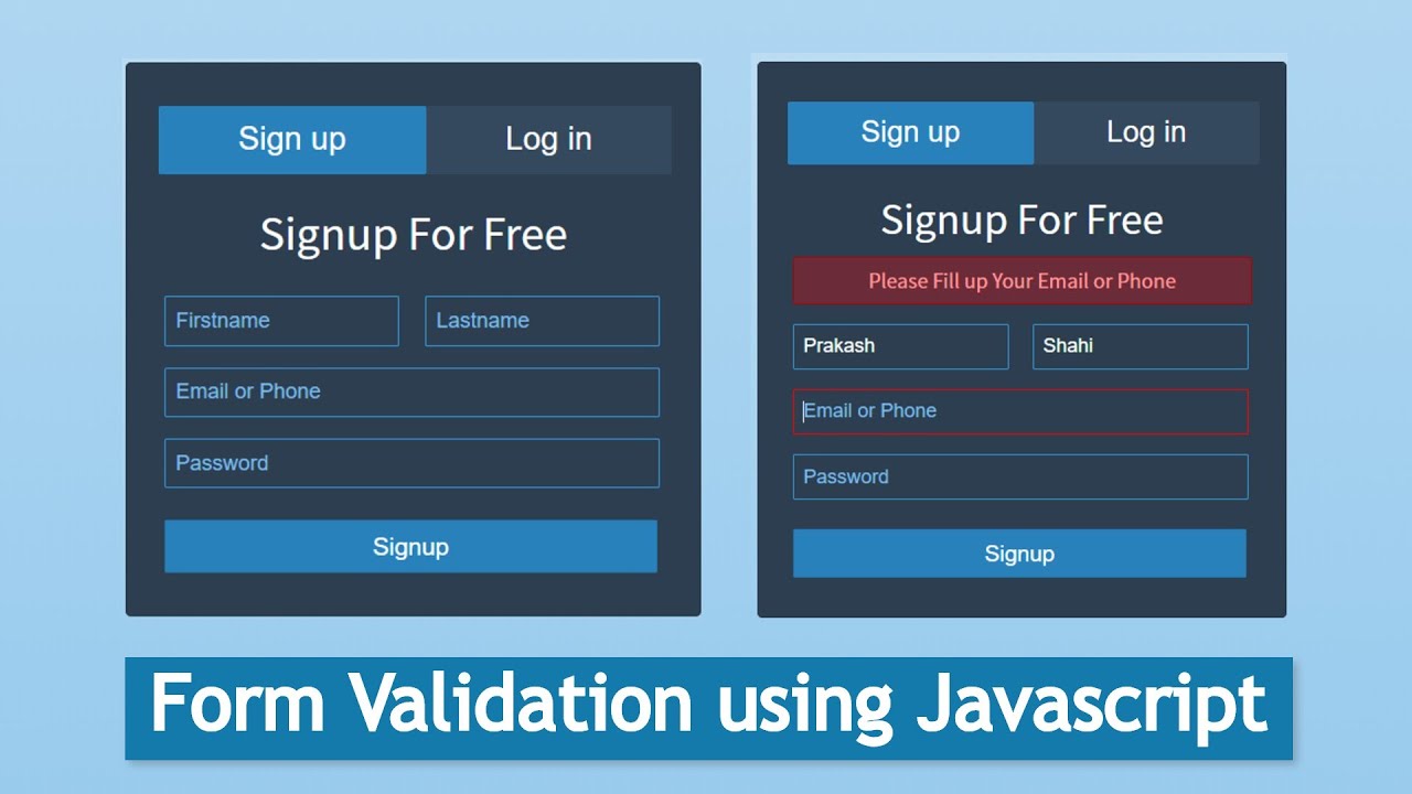 Login Form With Full Validation Using HTML CSS & Javascript - YouTube