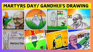 Martyrs day posters/രക്തസാക്ഷി ദിന പോസ്റ്ററുകൾ/Gandhi's Drawing/January 30