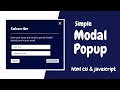 Hot to Create a Modal Popup Window with Form Using HTML CSS & JavaScript