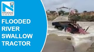 Flooded river swallows tractor with driver in Gujarat, viral video