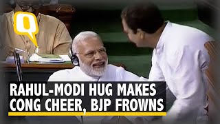 Congress Hails Rahul’s ‘Unscripted’ Hug to Modi, BJP Calls it ‘Drama’ | The Quint