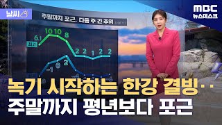 [날씨] 녹기 시작하는 한강 결빙‥주말까지 평년보다 포근 (2025.02.13/뉴스데스크/MBC)