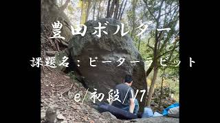 豊田ボルダー　古美山エリア　【ピーターラビット】　e/1級～初段/V6～V7　外岩　ロッククライミング　climbing ボルダリング