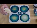 1091 beautiful teal and gold geode resin coasters