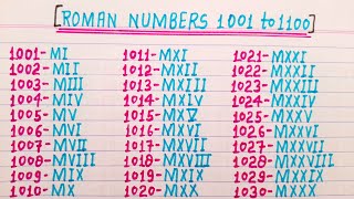 Roman numerals 1001 to 1100 || Roman numbers 1001 to 1100 || Roman ginti 1001 to 1100