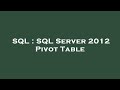 SQL : SQL Server 2012 Pivot Table